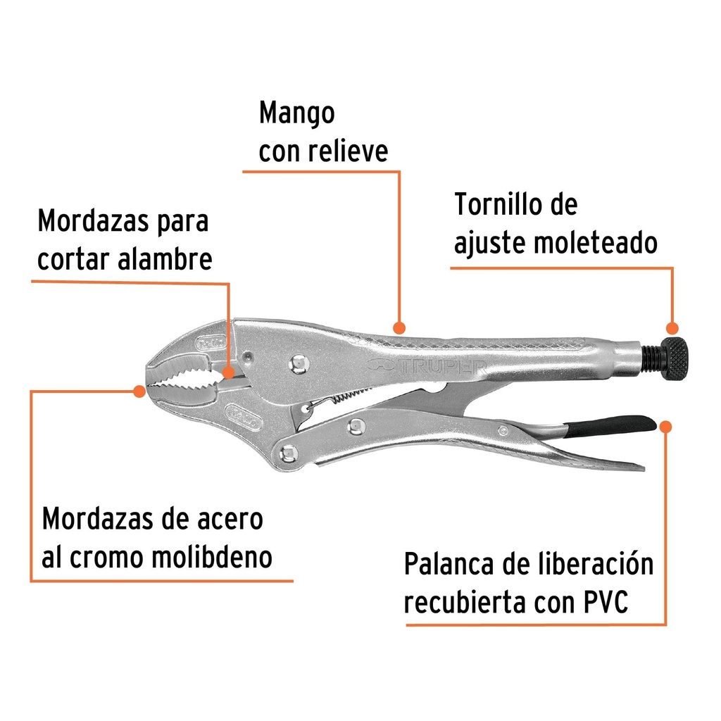 Pinza de presión 10' mordaza curva, Truper