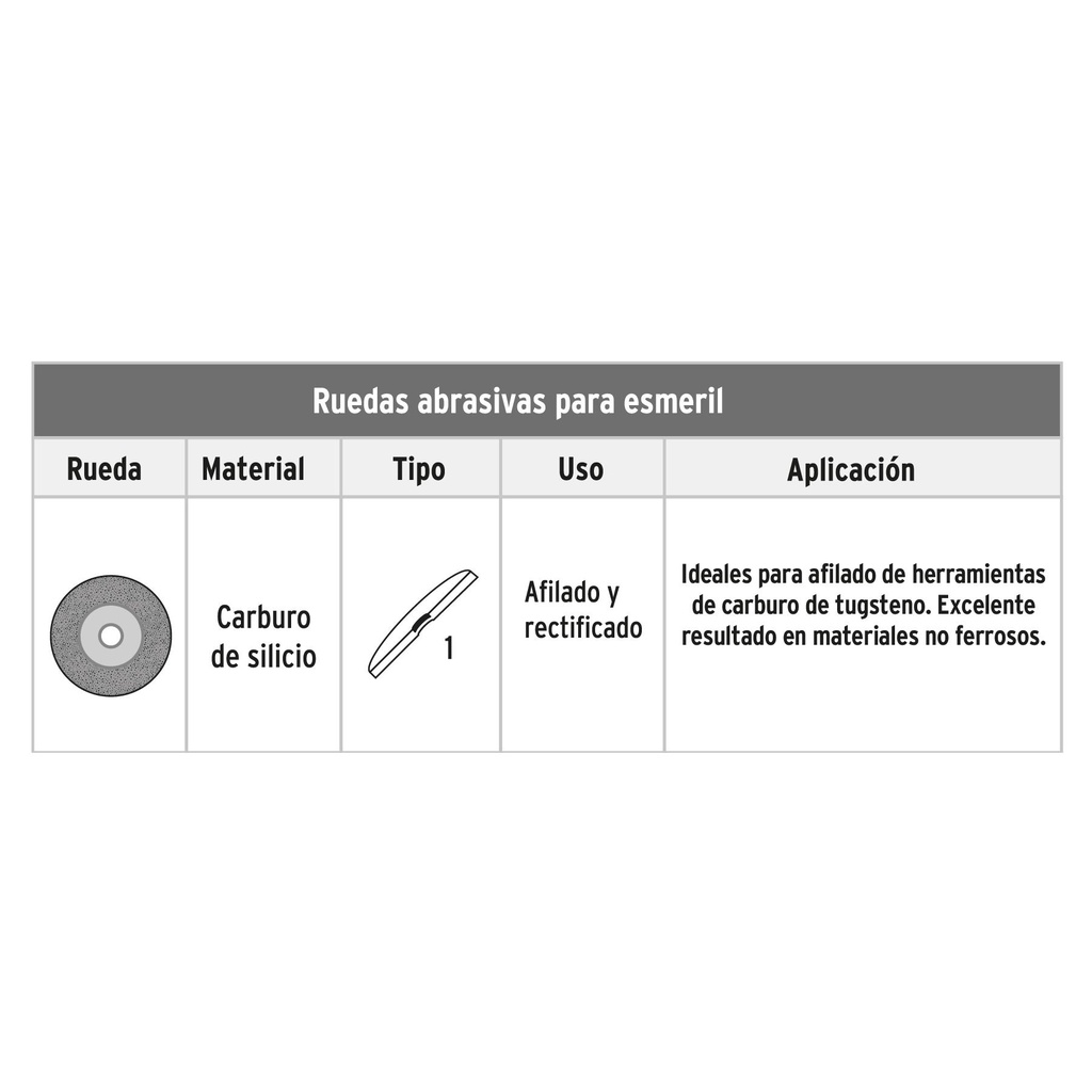 Piedra para esmeril 6 X 3/4', carburo de silicio, grano 60