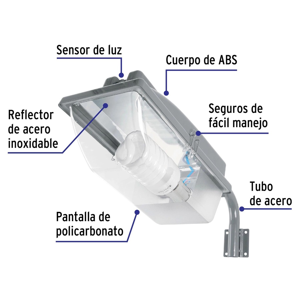 Luminario suburbano de ABS 45 W sensor de luz, con lámpara