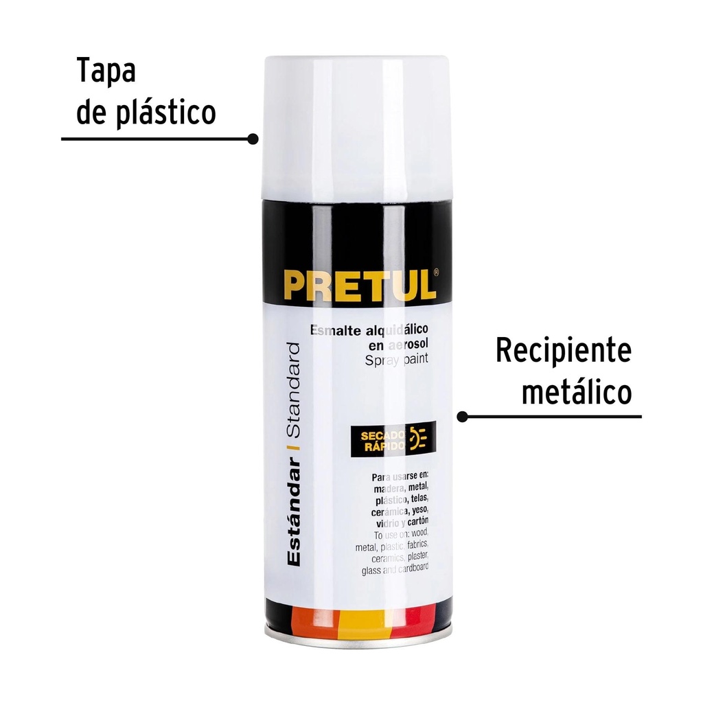 Pintura en aerosol, blanco mate, 400 ml, Pretul