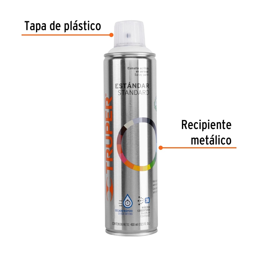 Pintura en aerosol, blanco mate, bote esbelto, 400 ml