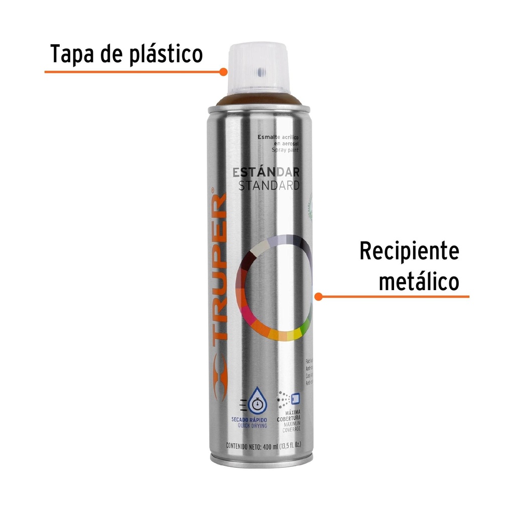 Pintura en aerosol, café anodizado,bote esbelto, 400 ml