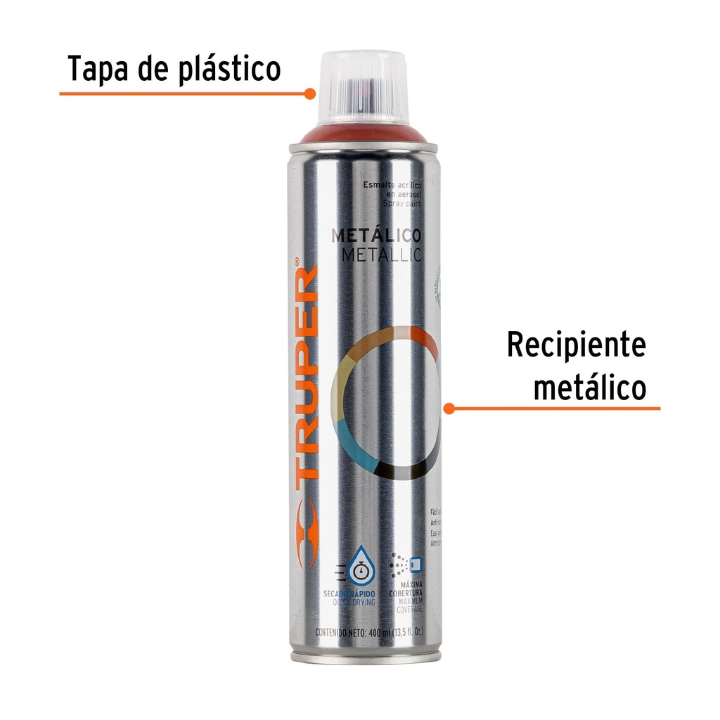 Pintura en aerosol, cobre metálico, bote esbelto, 400 ml