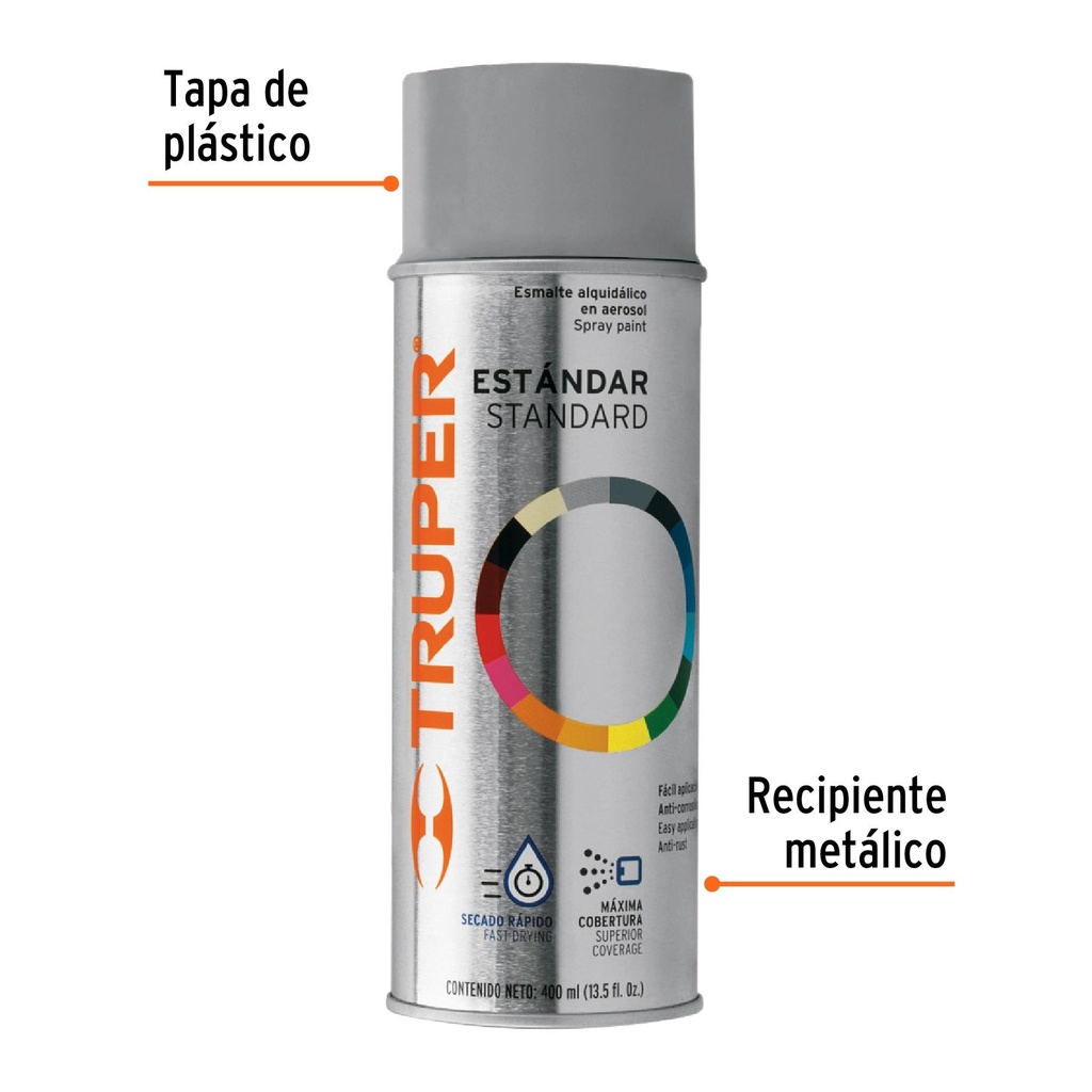 Pintura en aerosol, gris primario, bote tradicional, 400 ml