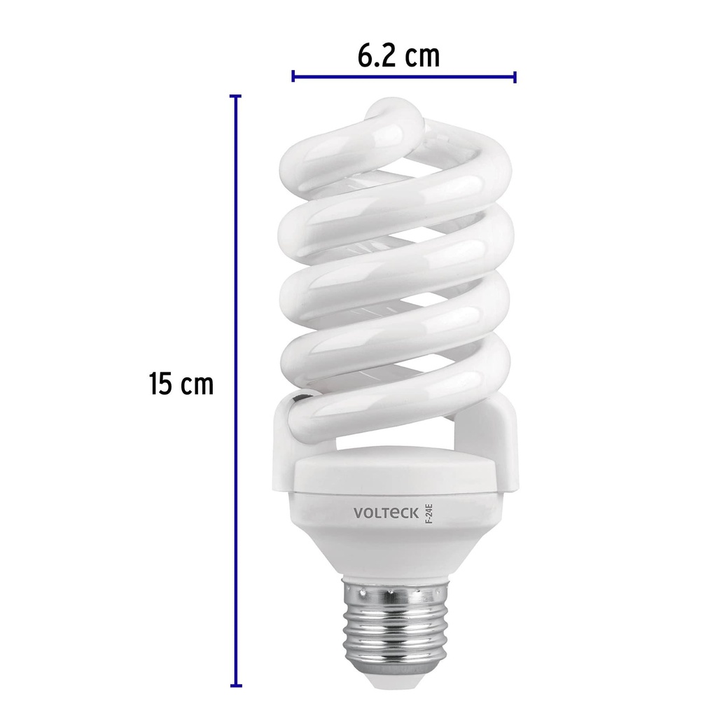 Pack 4 lámparas espiral T4 24 W luz de día, caja, Volteck