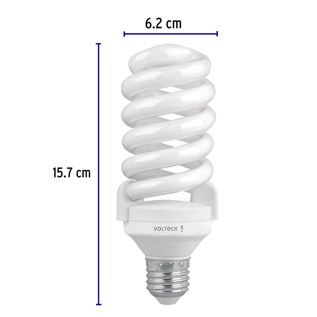 Pack 4 lámparas espiral T4 28 W luz de día, caja, Volteck