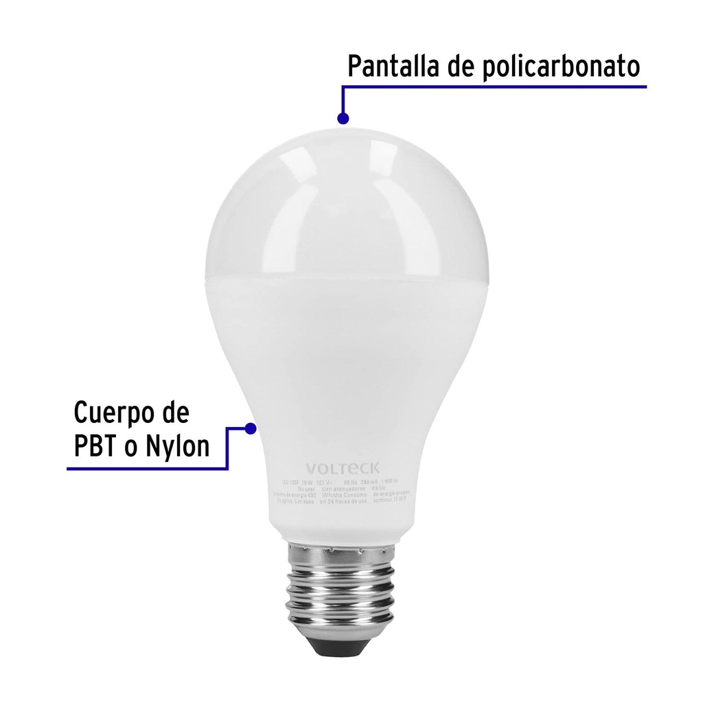 Pack de 4 lámparas LED A19 18 W (equiv. 125 W), luz de día