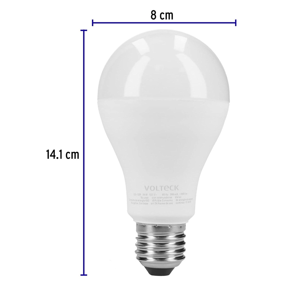 Pack de 4 lámparas LED A19 18 W (equiv. 125 W), luz de día