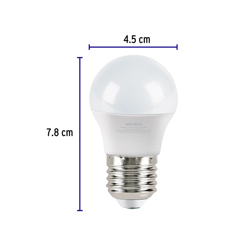 Pack de 4 lámparas LED G45 3 W (equiv. 25 W), luz de día