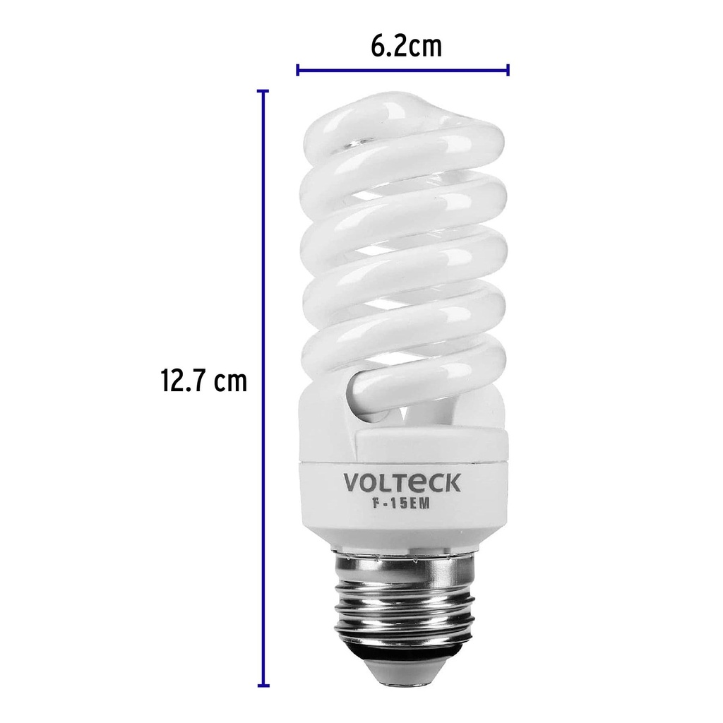 Pack de 4 lámparas espiral mini T2 15 W luz de día, en caja