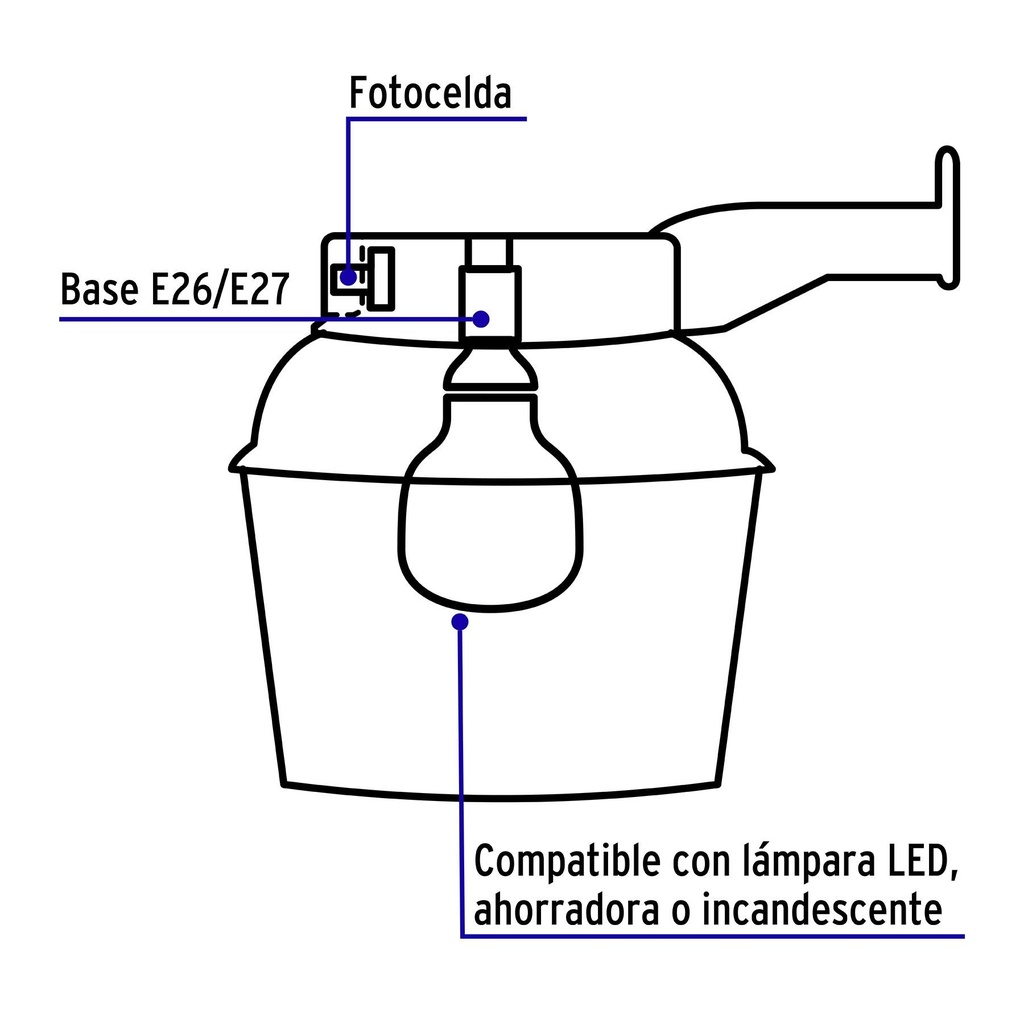 Luminario suburbano de ABS 65 W sensor de luz, sin lámpara