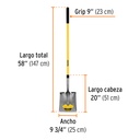 Pala cuadrada Tru Glass, mango largo de fibra de vidrio