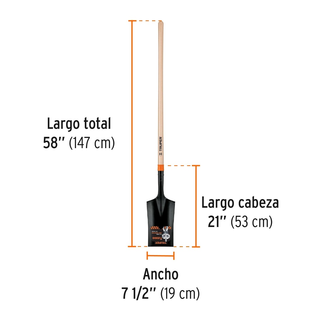 Pala escarramán T-2000, mango largo 45', Truper