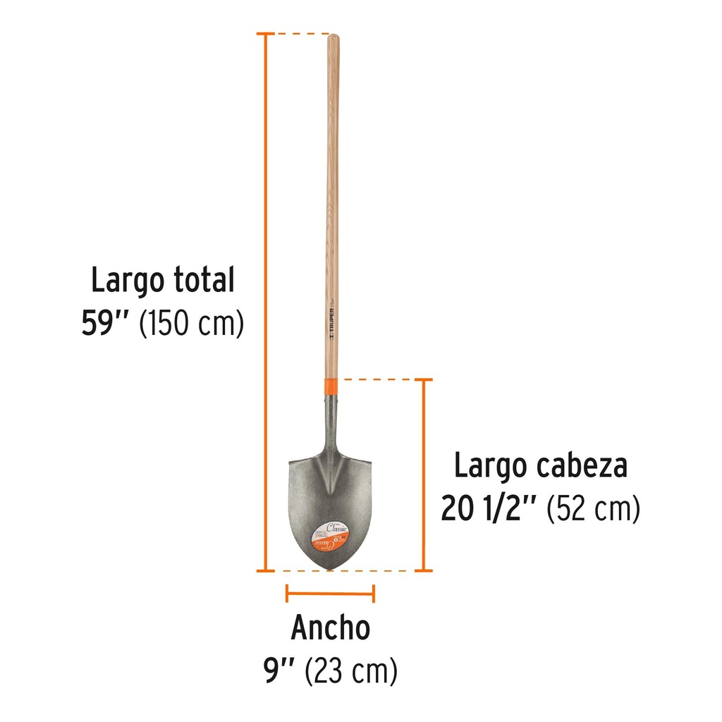 Pala irrigación Classic, mango largo, Truper