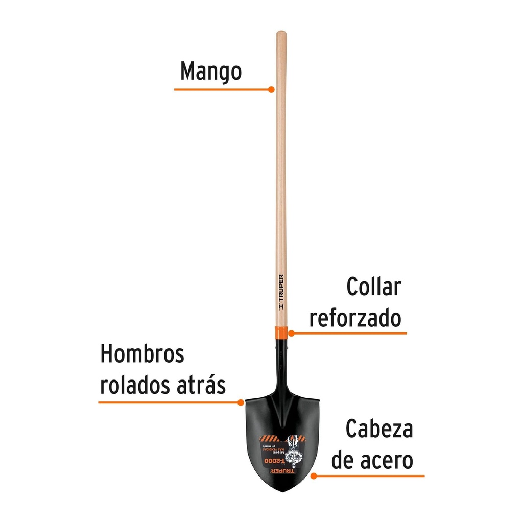 Pala irrigación T-2000, mango largo 45', Truper