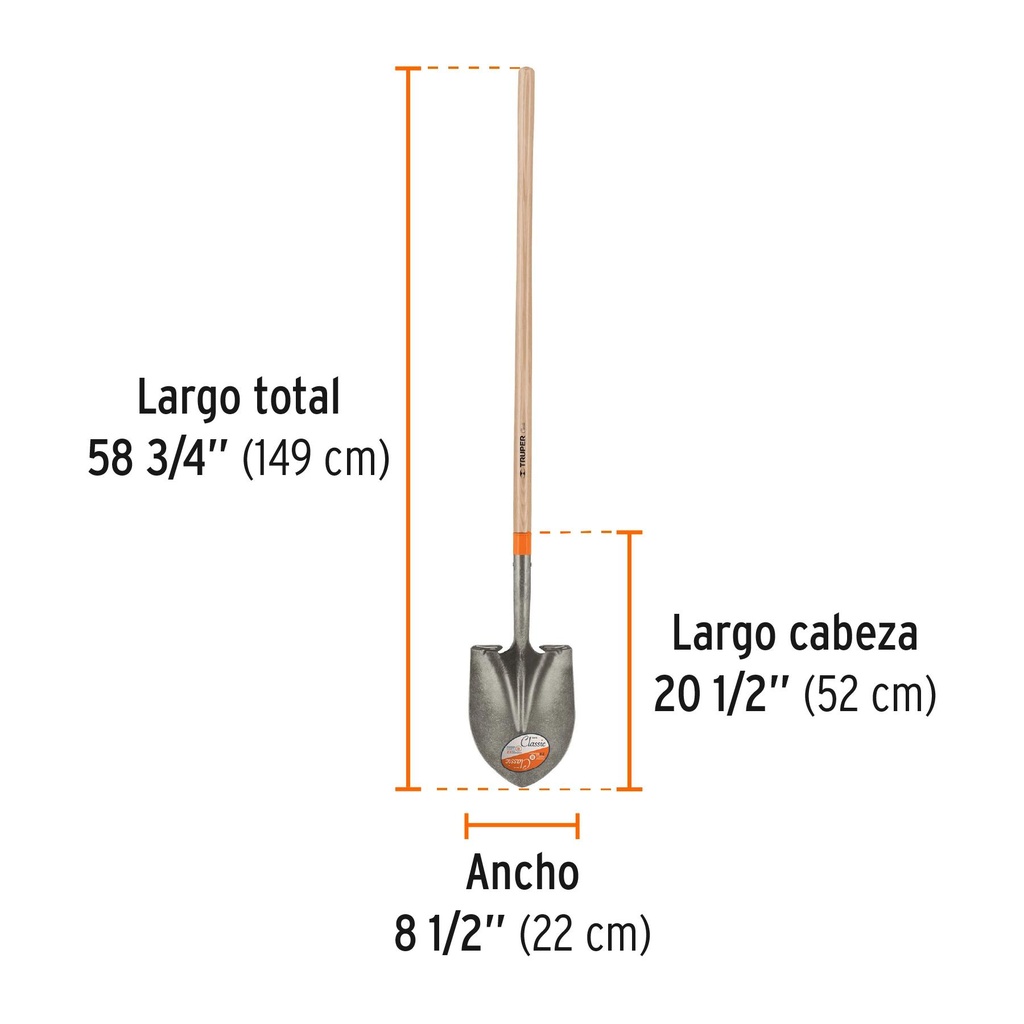 Pala redonda Classic, mango largo, Truper