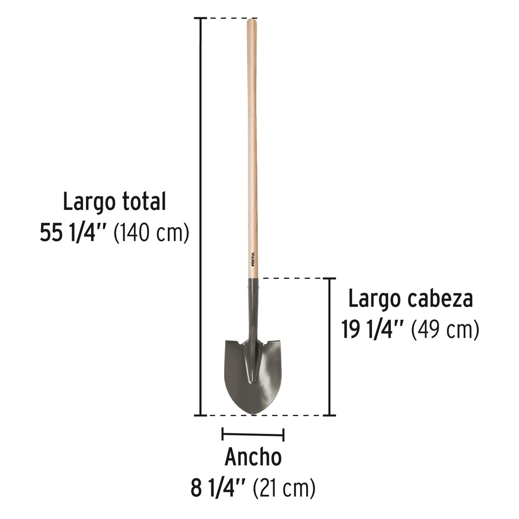 Pala redonda mango largo 44', Pretul