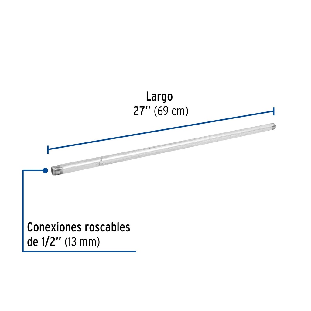 Niple de acero galvanizado 1/2 x 27', Foset