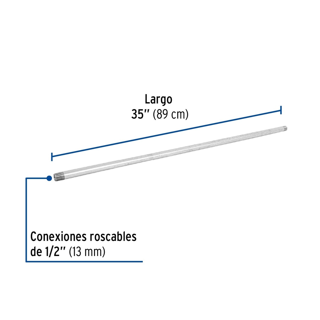 Niple de acero galvanizado 1/2 x 35', Foset