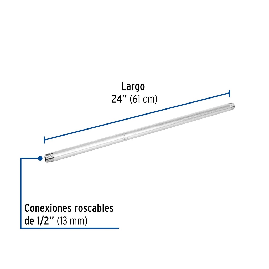 Niple de acero galvanizado 1/2' x 24', Foset