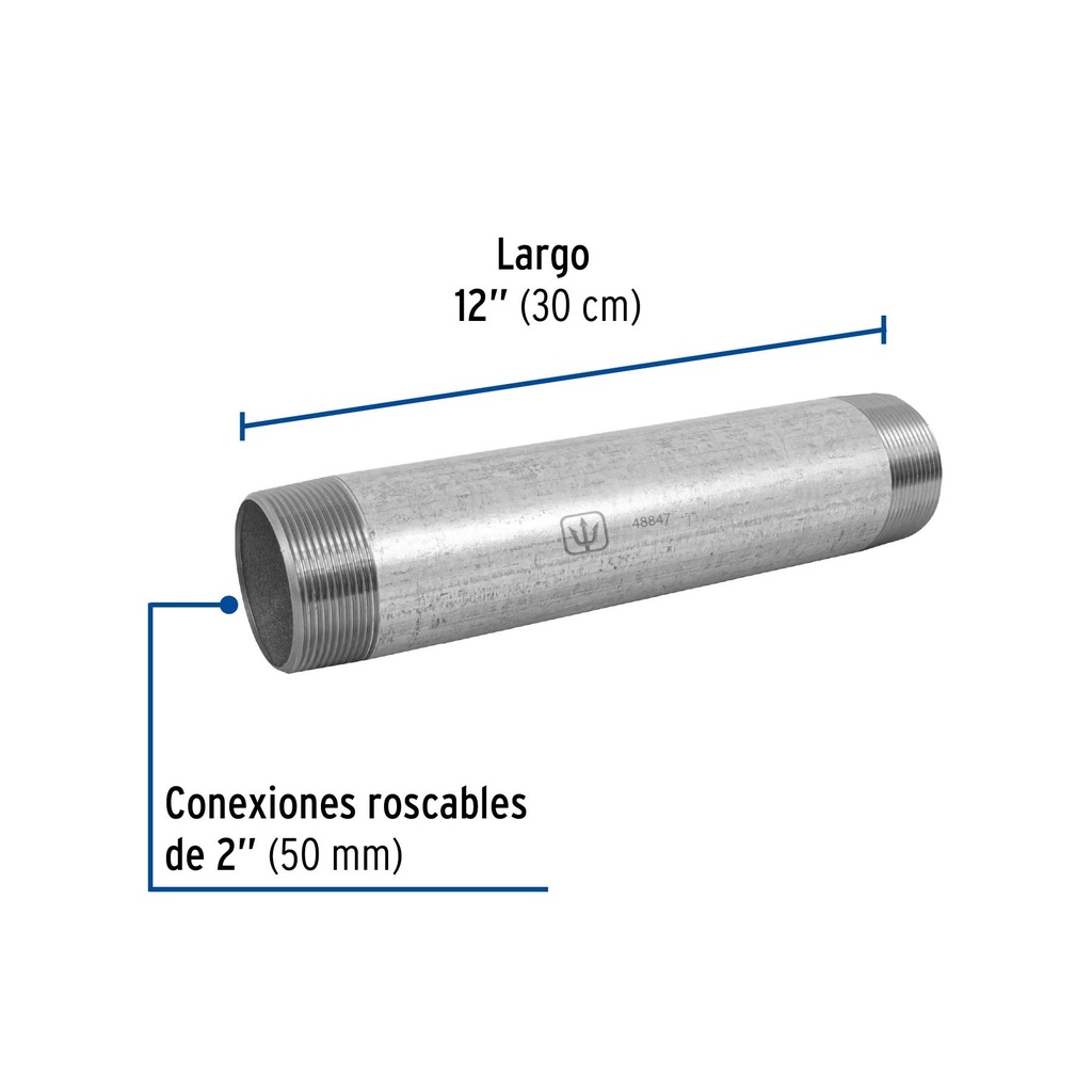 Niple de acero galvanizado 2 x 12', Foset