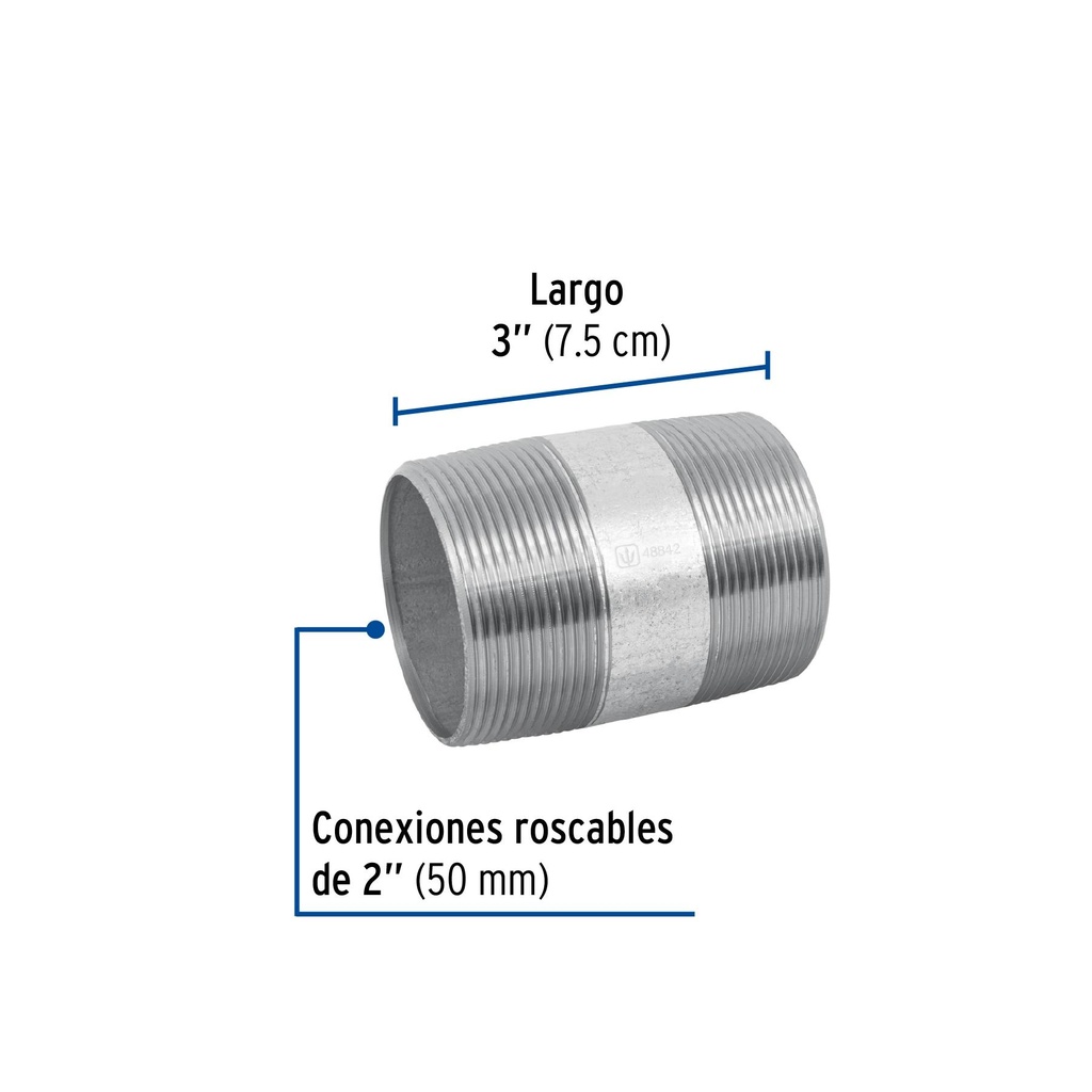 Niple de acero galvanizado 2 x 3', Foset