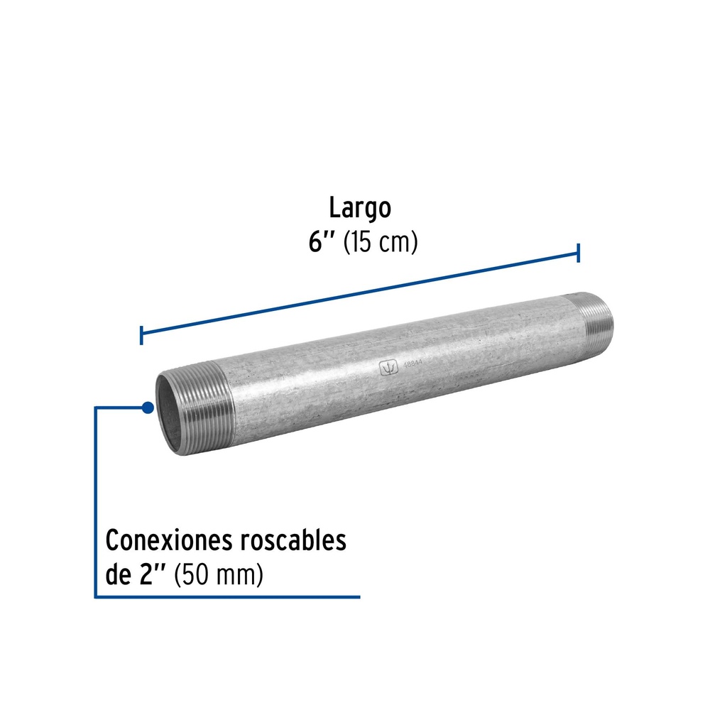 Niple de acero galvanizado 2 x 6', Foset