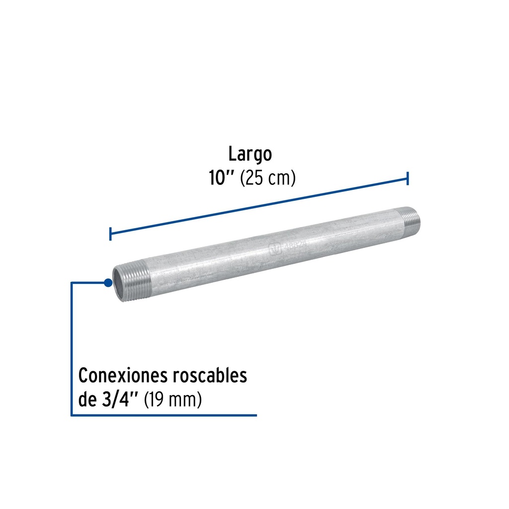 Niple de acero galvanizado 3/4 x 10', Foset