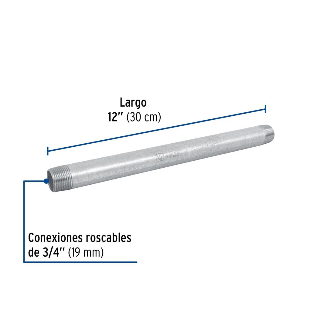 Niple de acero galvanizado 3/4 x 12', Foset