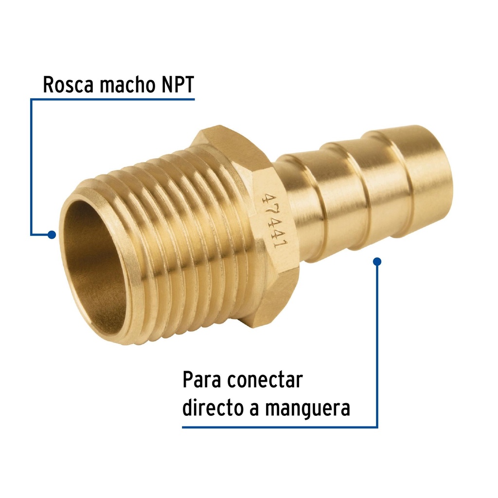 Niple terminal con espiga de 3/8' X 3/8', Foset