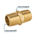 Niple unión NPT de latón, 1/2' con tuerca hexagonal, Foset