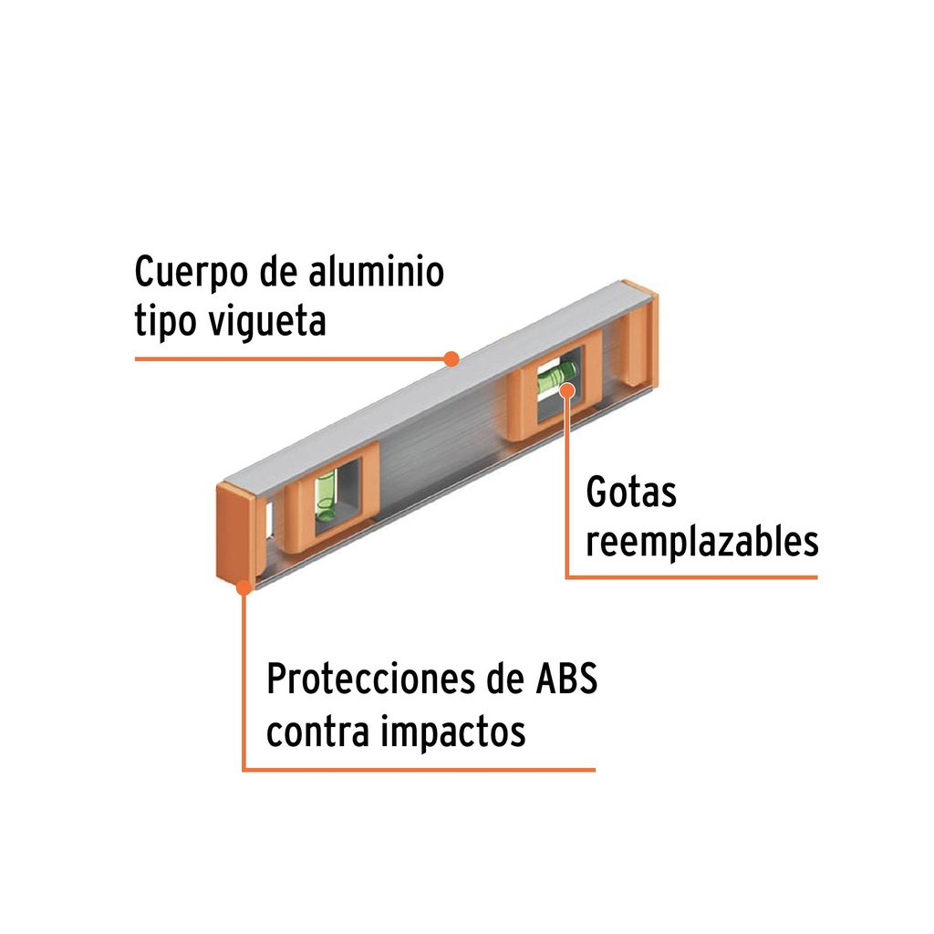 Nivel de 12' cuerpo de aluminio con protección de ABS