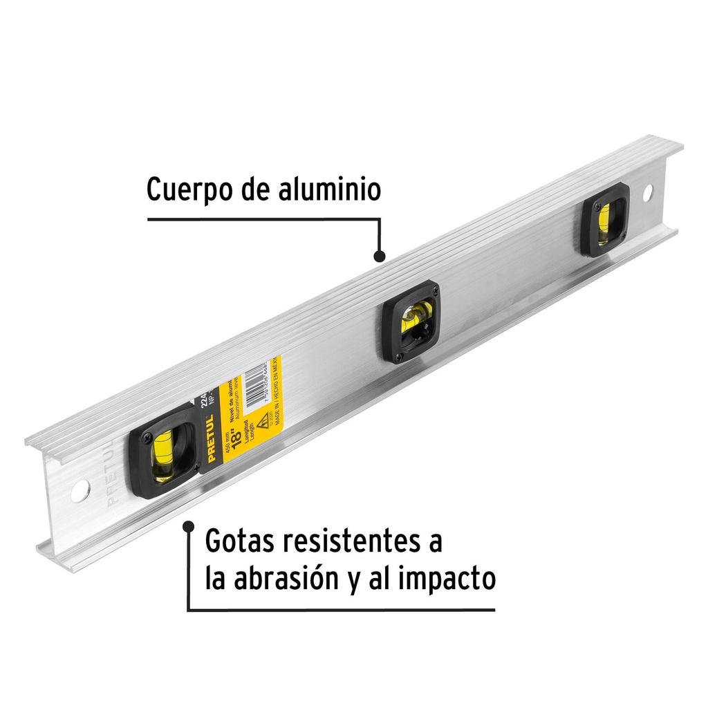 Nivel de 18' cuerpo de aluminio, Pretul