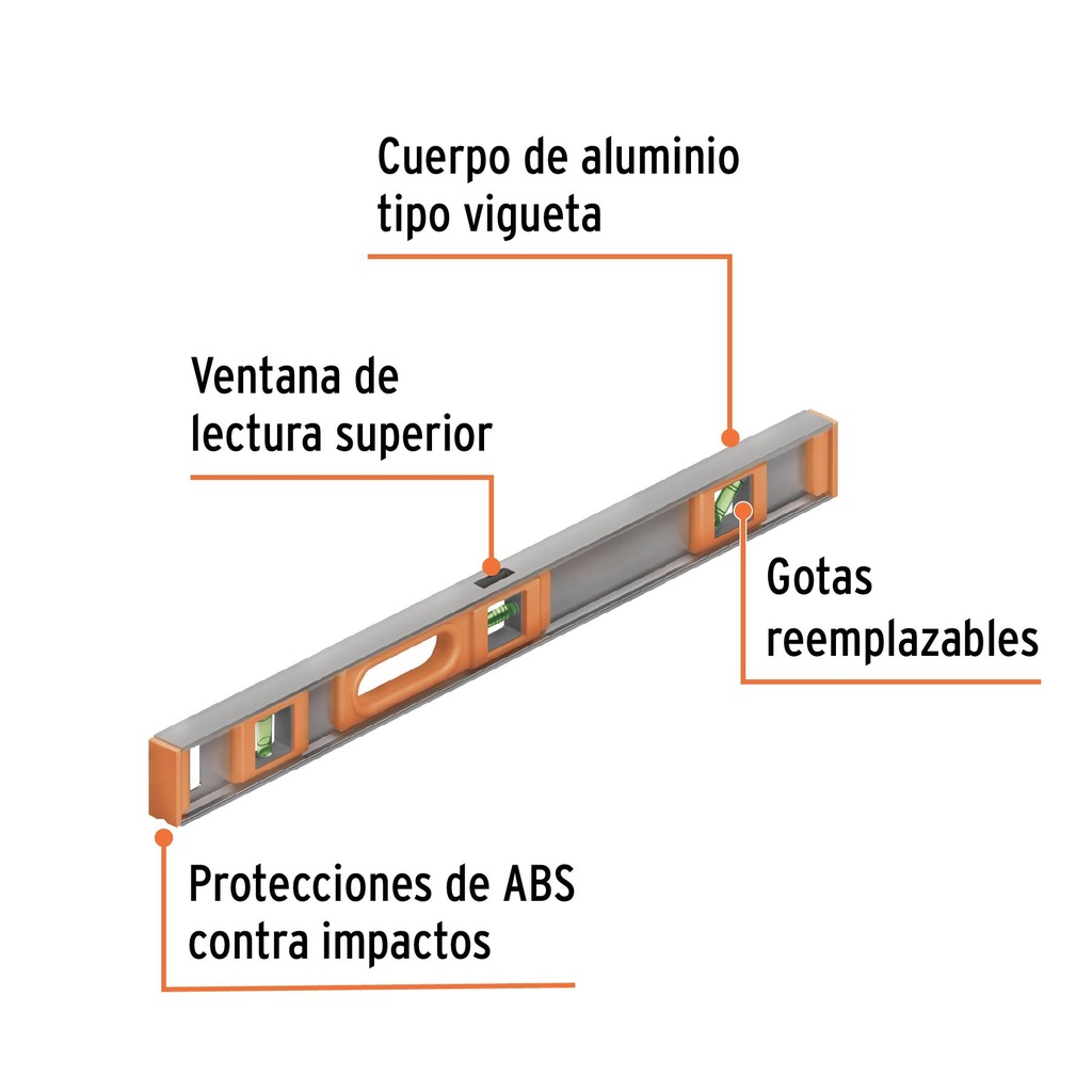 Nivel de 24' cuerpo de aluminio con protección de ABS