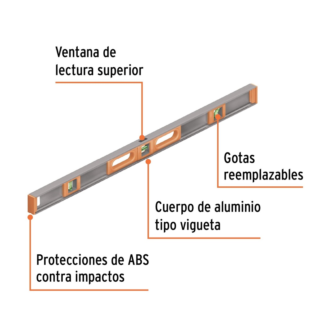 Nivel de 36' cuerpo de aluminio con protección de ABS