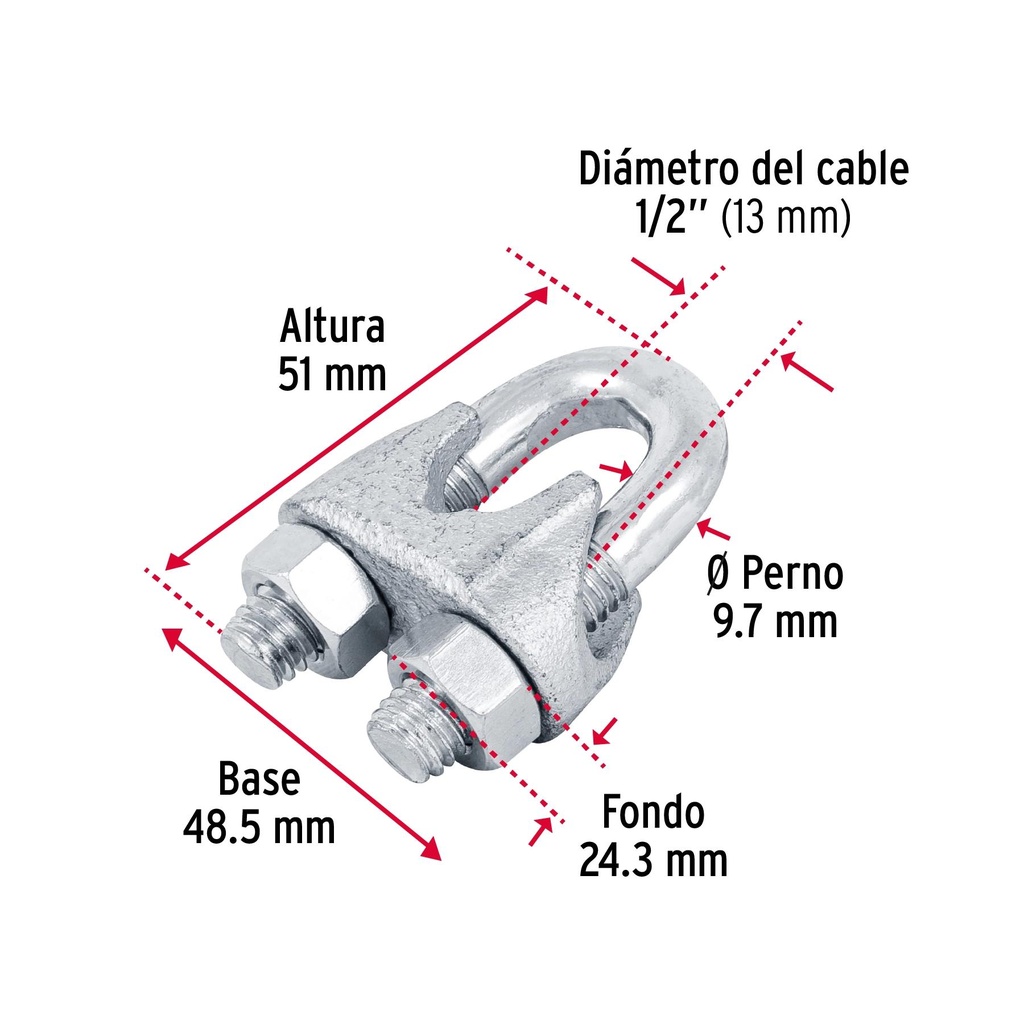 Nudo para cable de 1/2' tarjeta con 1 pza, Fiero