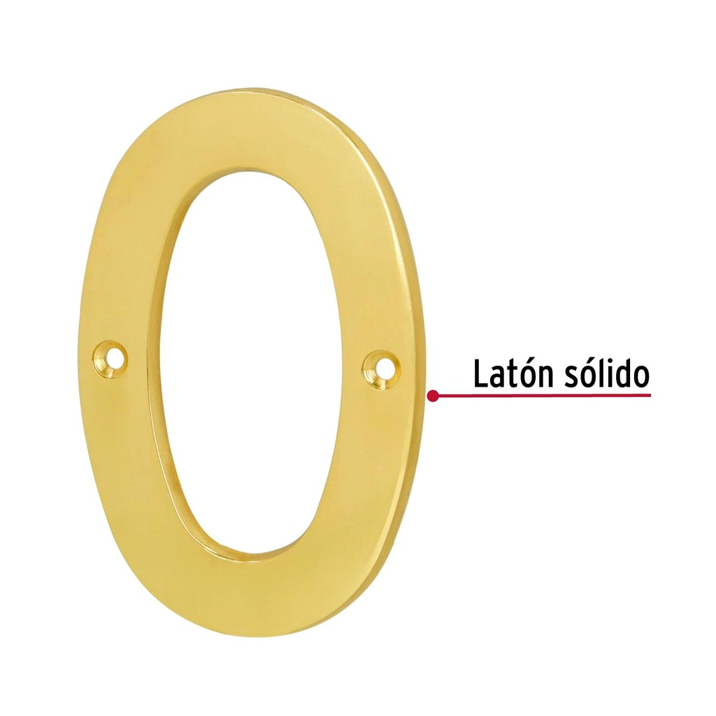 Número de latón sólido de 4', No.0, Hermex