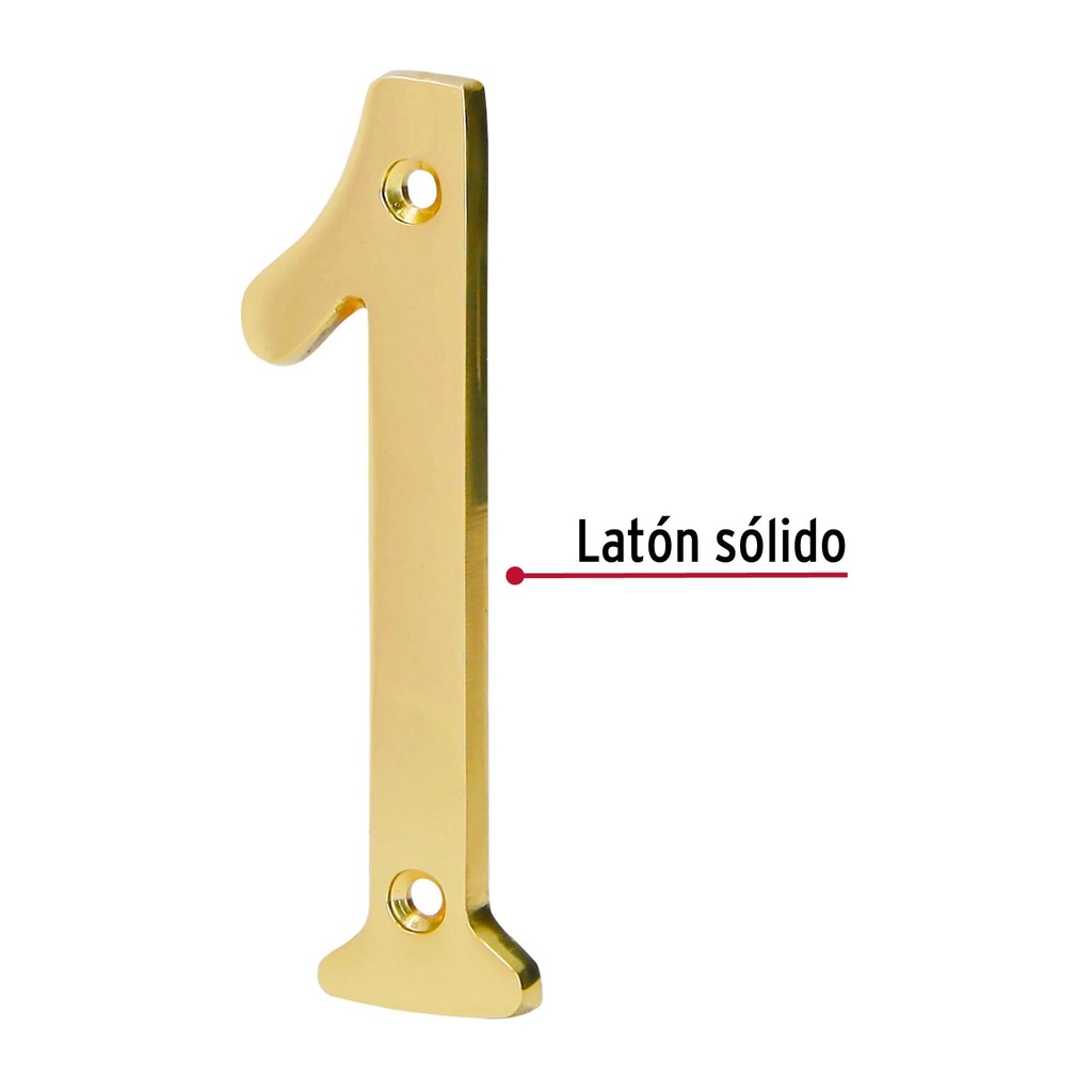 Número de latón sólido de 4', No.1, Hermex