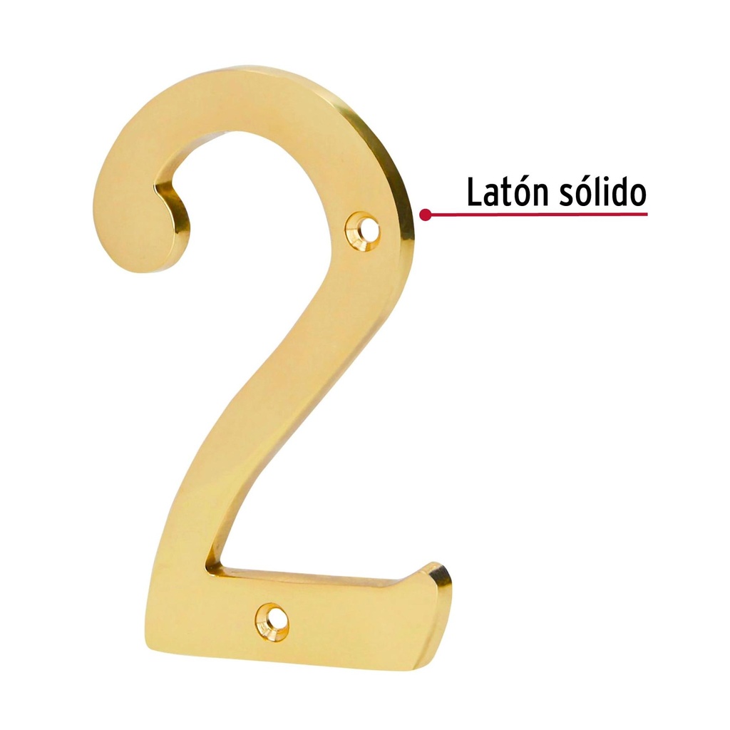 Número de latón sólido de 4', No.2, Hermex