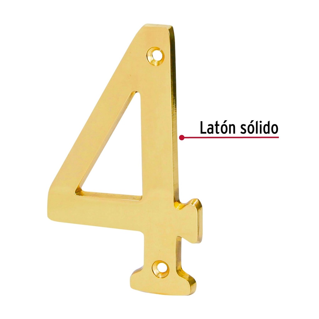 Número de latón sólido de 4', No.4, Hermex