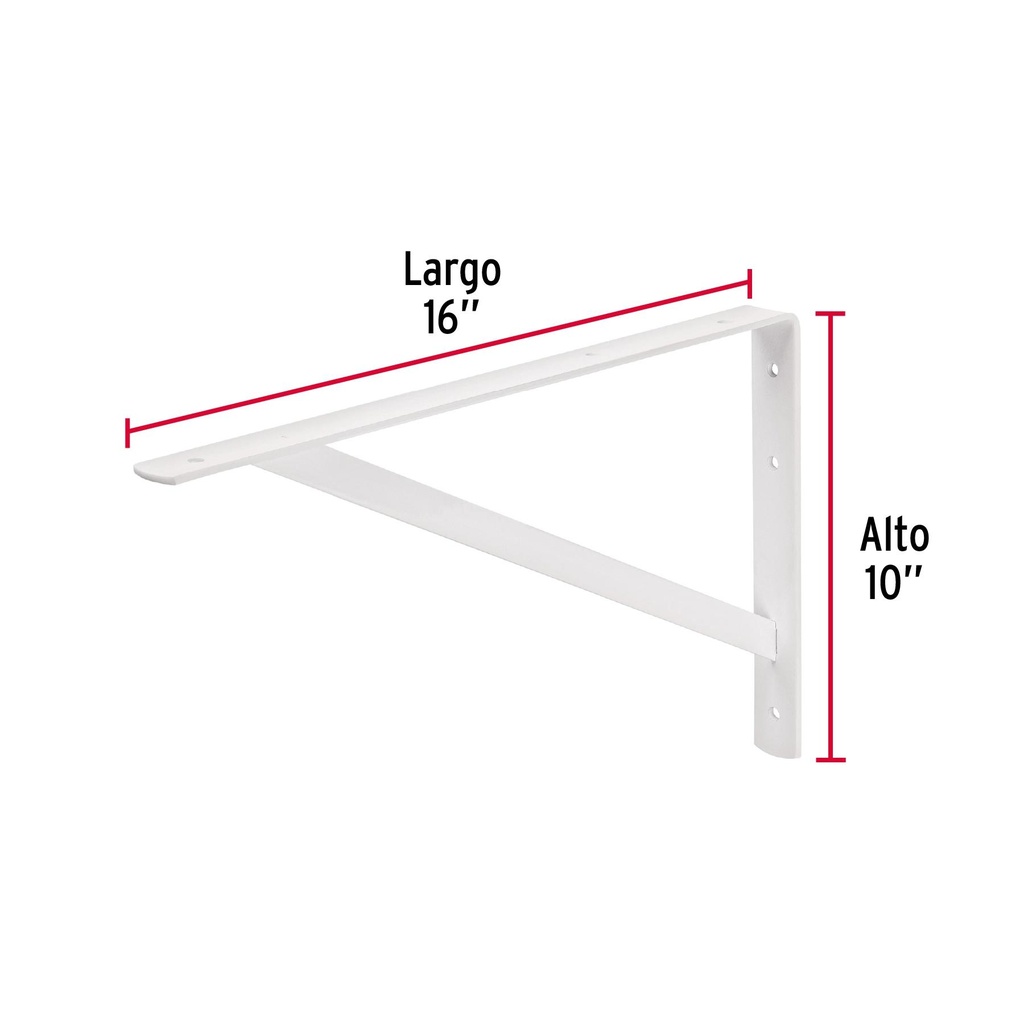 Ménsula de acero reforzada blanca 10 x 16', Fiero