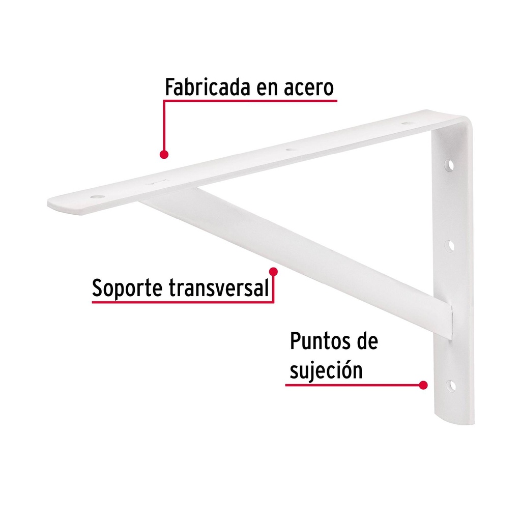 Ménsula de acero reforzada blanca 8 x 12', Fiero