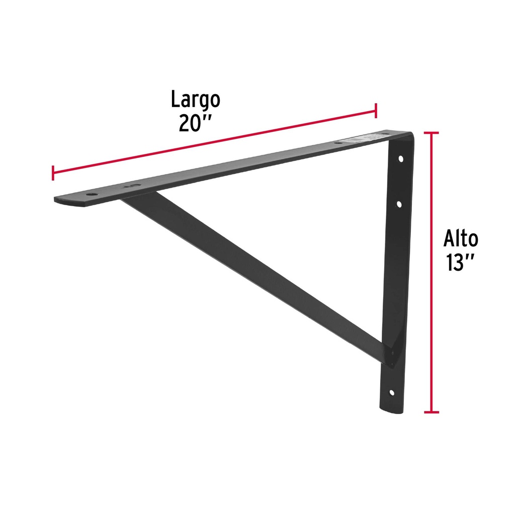 Ménsula de acero reforzada negra 13 x 20', Fiero