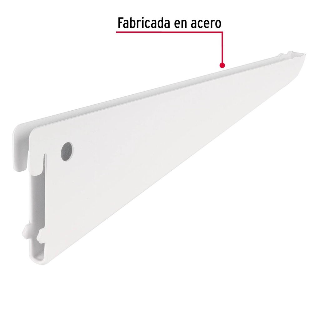 Ménsula plana blanca para cremallera doble, 22cm, Fiero