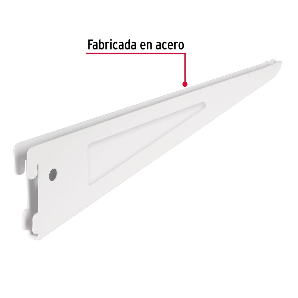 Ménsula plana blanca para cremallera doble, 32cm, Fiero