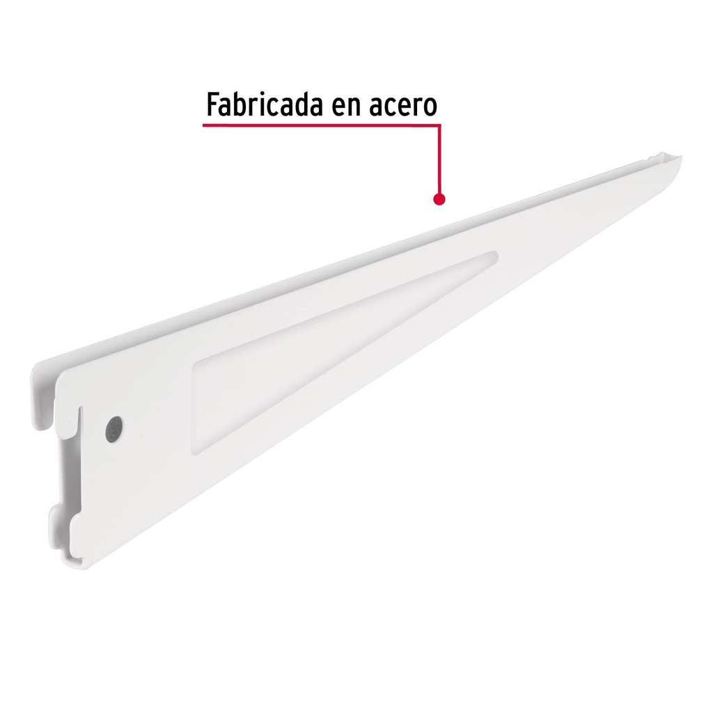 Ménsula plana blanca para cremallera doble, 37cm, Fiero