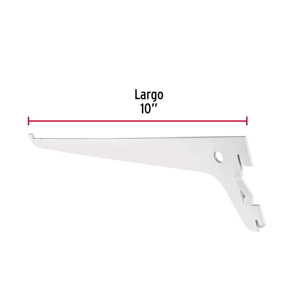 Ménsula plana blanca para cremallera sencilla, 25cm, Fiero