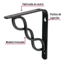 Ménsula reforzada negra 6 x 6' diseño trenza, Fiero