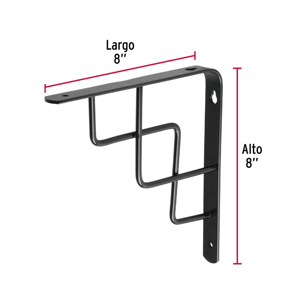 Ménsula reforzada negra 8 x 8' diseño escalera, Fiero