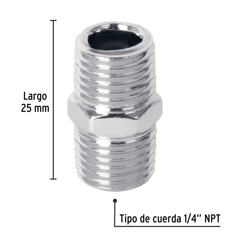 Niple acero, cuerda 1/4 NPT, Pretul